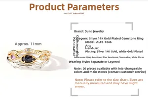 Makroaufnahme von 925 Silber vergoldetem Ring-Set mit Amethyst und Labradorit Steinen