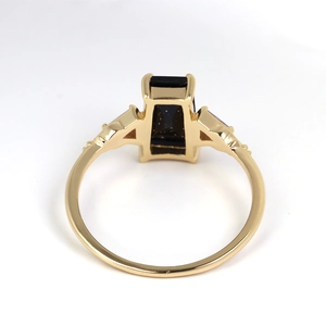 Bague en argent S925 doré avec pierre de soleil bleue et améthyste style ciel nocturne