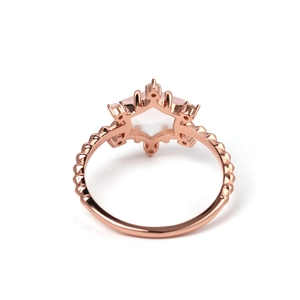 S925 Sterlingsilber Ring in Roségold mit Rosa Kristall und Stern-Kronen-Design für Damen