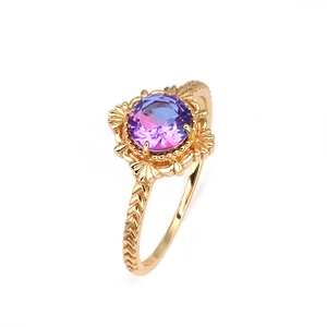 Japanese Light Luxury 925 Sterling Silver Gold Plated Ring For Women Color Changing Zircon Retro Flower Setting Jewelry