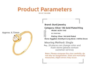 Specifiche tecniche dell'anello in argento placcato oro 14k con ametista e labradorite