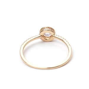 Minimalist 18K gold plated silver pink crystal ring with micro-pave round zircon stones