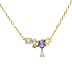 S925 Argento Sterling 14K Placcato Oro Collana per Donna Giapponese Pietra di Luna Tanzanite Zirconia Stella Fiocco di Neve Ciondolo