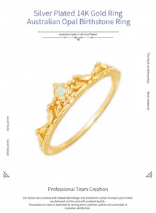 Nahaufnahme des S925 Silber 14K vergoldeten Kronenrings mit weißem australischem Opal