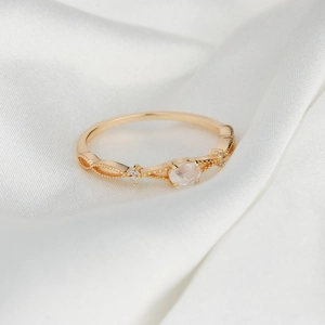 Elegant gold plated S925 silver ring featuring moonstone and vintage beaded edge