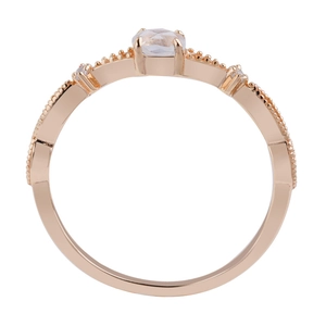 S925 silver gold-plated ring with round moonstone and milgrain vintage details