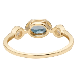 Bague style japonais avec topaze bleue de Londres et opale sur monture plaquée or