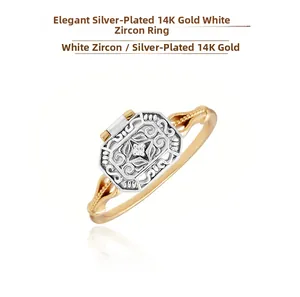 Detailaufnahme des S925 Silberrings mit 14K Goldbeschichtung und Zirkonia im Retro-Stil