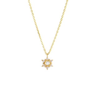 Elegante Halskette mit Sternanhänger aus S925 Silber vergoldet mit Opal und Zirkonia