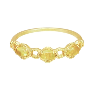 925 Sterling Silver 14K Gold Plated Natural Yellow Citrine Ring Vintage Hollow Rhombus Geometric Energy Band Jewelry For Women