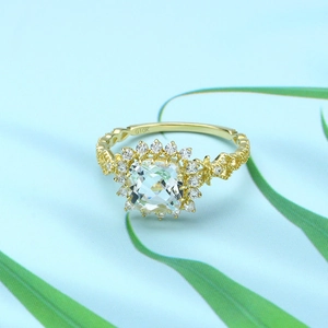 Luxe S925 sterling zilveren vergulde ring met een vierkante suikerklontje topaas edelsteen