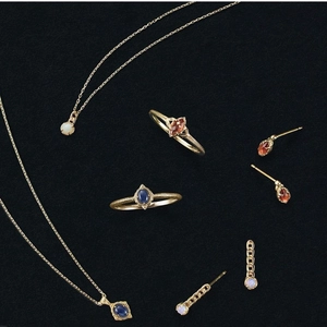 Conjunto de joyas vintage de plata S925 y oro de 14K con granate y piedras zafiro