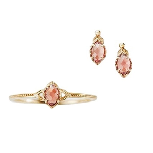 Joyas Vintage de Plata de Ley 925 Con Granate Pendientes y Anillo Bañados en Oro de 14K Piedra Roja Corte Marquesa Mujer