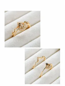 Exquisitos anillos anidables de plata dorada de 14k con cuarzo ahumado pera