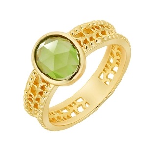 Vintage-Ring aus S925 Silber mit 14k Goldbeschichtung und grünem Peridot-Stein