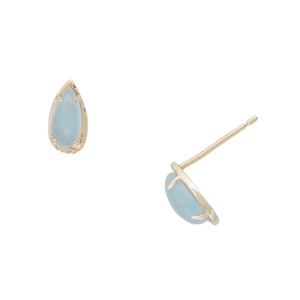 Pendientes de aguamarina natural en forma de pera y plata S925 bañada en oro de 14k