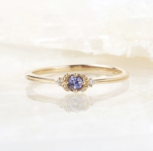 925 Sterling Silver Ring 14K Gold Plated Tanzanite Zircon Ring For Women Vintage Minimalist Japanese Style Finger Jewelry