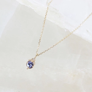 Collier minimaliste en argent S925 avec pendentif tanzanite et pierre violette