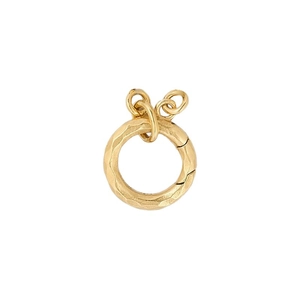 Pendentif rond rétro en argent S925 plaqué or 14k avec texture métallique martelée