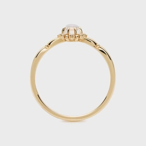 Elegant crown-shaped S925 silver gold ring with moonstone and cubic zirconia gems