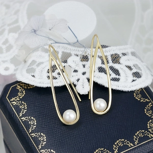 Elegant 14K gold plated S925 silver teardrop earrings with natural freshwater pearls