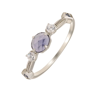 S925 Sterling Silver Iolite Blue Sapphire Ring For Women Vintage Geometric Milgrain Zirconia Inlaid Luxury Jewelry Gift