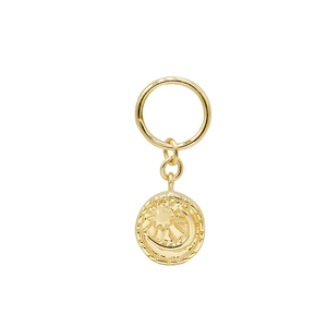 Vintage style S925 silver 14K gold plated celestial sun moon star embossed round pendant
