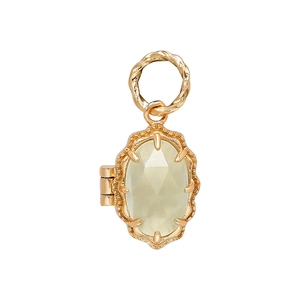 Vintage style S925 silver 14k gold plated locket pendant with faceted green prehnite gemstone