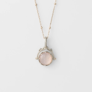 Collana reversibile vintage S925 con pietra di luna arancione e pendente in conchiglia