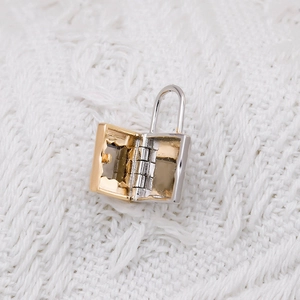 French vintage S925 silver 14K gold plated smoky quartz lock pendant with opening design