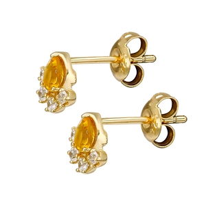 Eleganti orecchini a lobo in argento S925 placcati oro 14k con citrino giallo a goccia