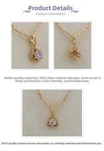 Dettagli della collana a triangolo in argento S925 placcato oro con gemma naturale e catena O