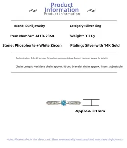 Detailed specs of S925 silver rose ring with blue apatite and 14K gold plating