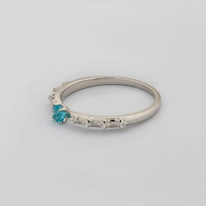 French vintage S925 silver thorn rose ring with a sky blue apatite gemstone