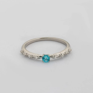French vintage S925 silver thorn rose ring with blue apatite and star zircon accents