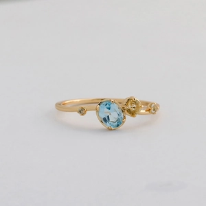 S925 Sterling Silver 14K Gold Plated Sky Blue Topaz Ring For Women Irregular Yellow Citrine Minimalist Finger Jewelry Gift