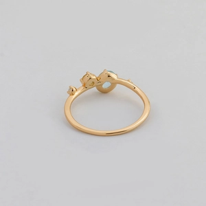 Minimalist irregular S925 silver 14K gold ring with sky blue topaz and side gemstones