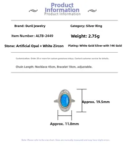 Details zum S925 Silberring mit blauem Opal und weißen Zirkoniasteinen
