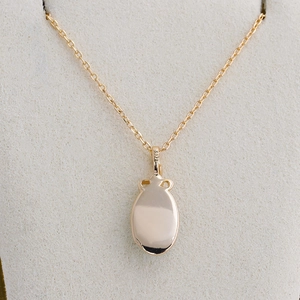 Collier minimaliste en argent S925 plaqué or 14K avec pendentif ovale en pierre précieuse