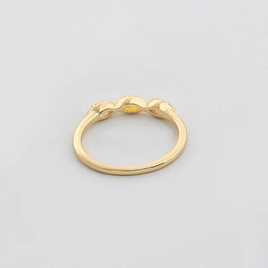 Elegant gold plated sterling silver ring with three yellow gemstones in a vintage design