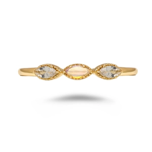 Vintage gold-plated sterling silver ring featuring marquise-cut opal and gemstones