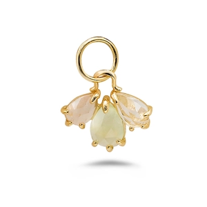 S925 Sterling Silver 14K Gold Plated Pendant Prehnite White Crystal Rose Quartz Pear Gemstone Jewelry For Women