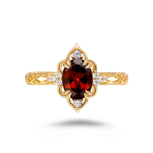 Bague luxueuse en argent s925 or 14k avec grenat ovale et diamants au design halo