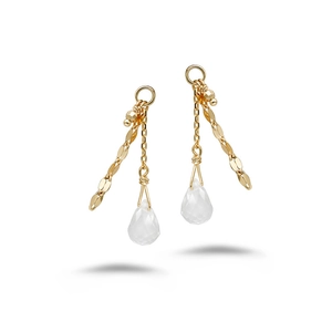 Élégantes boucles d'oreilles en argent S925 doré 14K avec cristal en goutte