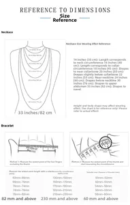 Size guide for S925 silver necklace length and bracelet diameter measurement chart
