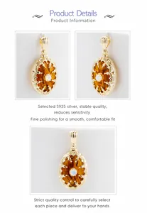Détail du pendentif ovale vintage avec ambre et poinçon argent S925 sur l'attache