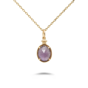Collana con Pendente Fronte-retro in Argento Sterling S925 Placcato Oro 14K Ametista Labradorite Donna Gioielli Eleganti Giapponesi
