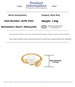 Detail showing S925 silver lotus ring with white shell pearl and moissanite inlay