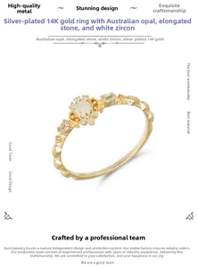 Makroaufnahme S925 Silberring mit australischem Opal, Labradorit und Zirkonia Steinen