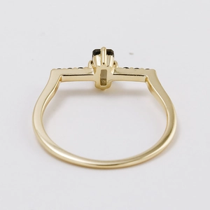 Octagon cut smoky quartz ring in S925 sterling silver with bridge structure design